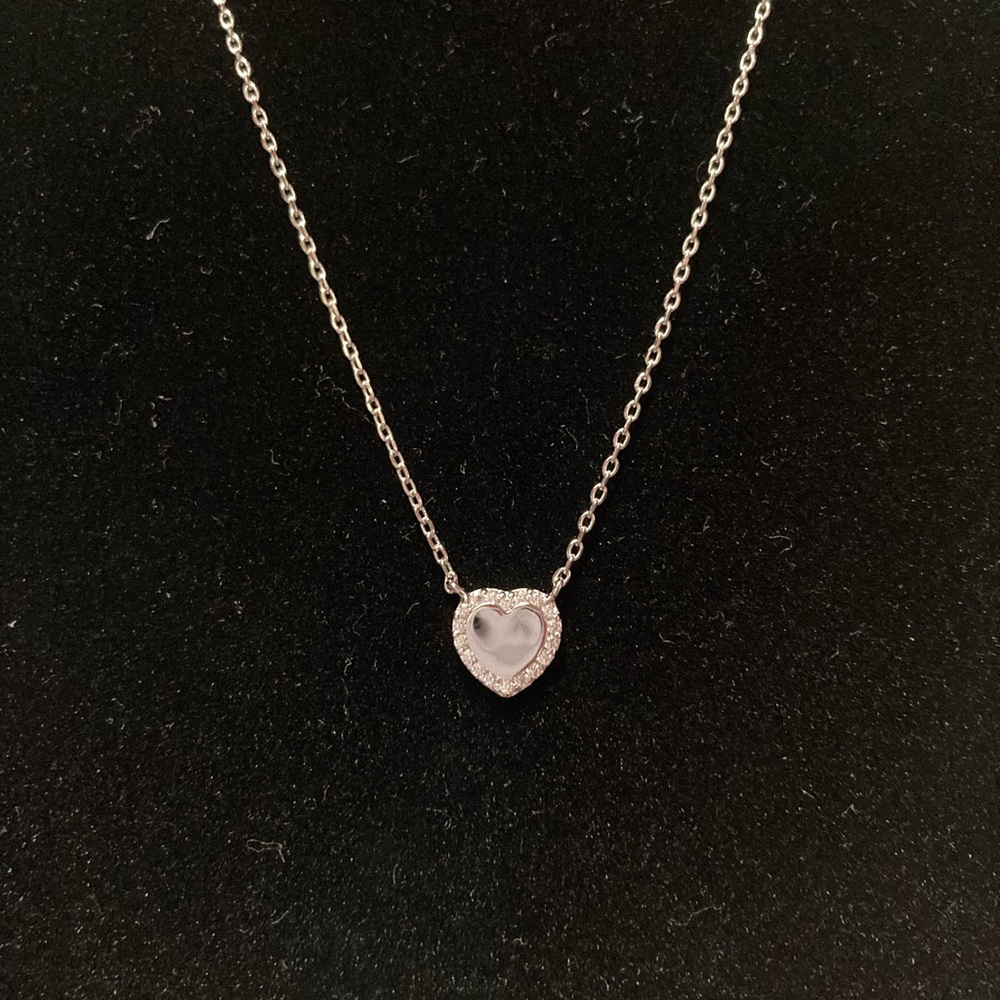 TOCARA. KAYLEE. DiAmi & Sterling Silver heart necklace. 16” + 2”